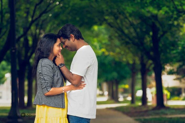 Naperville family photographer couple park yellow dress