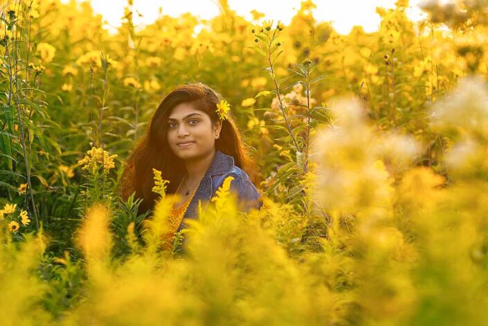 Naperville family photographer BLUE JACKET YELLOW FLOWER