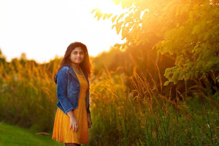 Naperville family photographer BLUE JACKET YELLOW FLOWER sunset